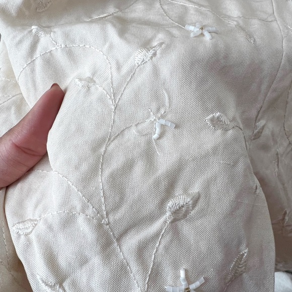 Beaded embroidered silk floral mini dress in ivory/cream - Picture 8 of 11